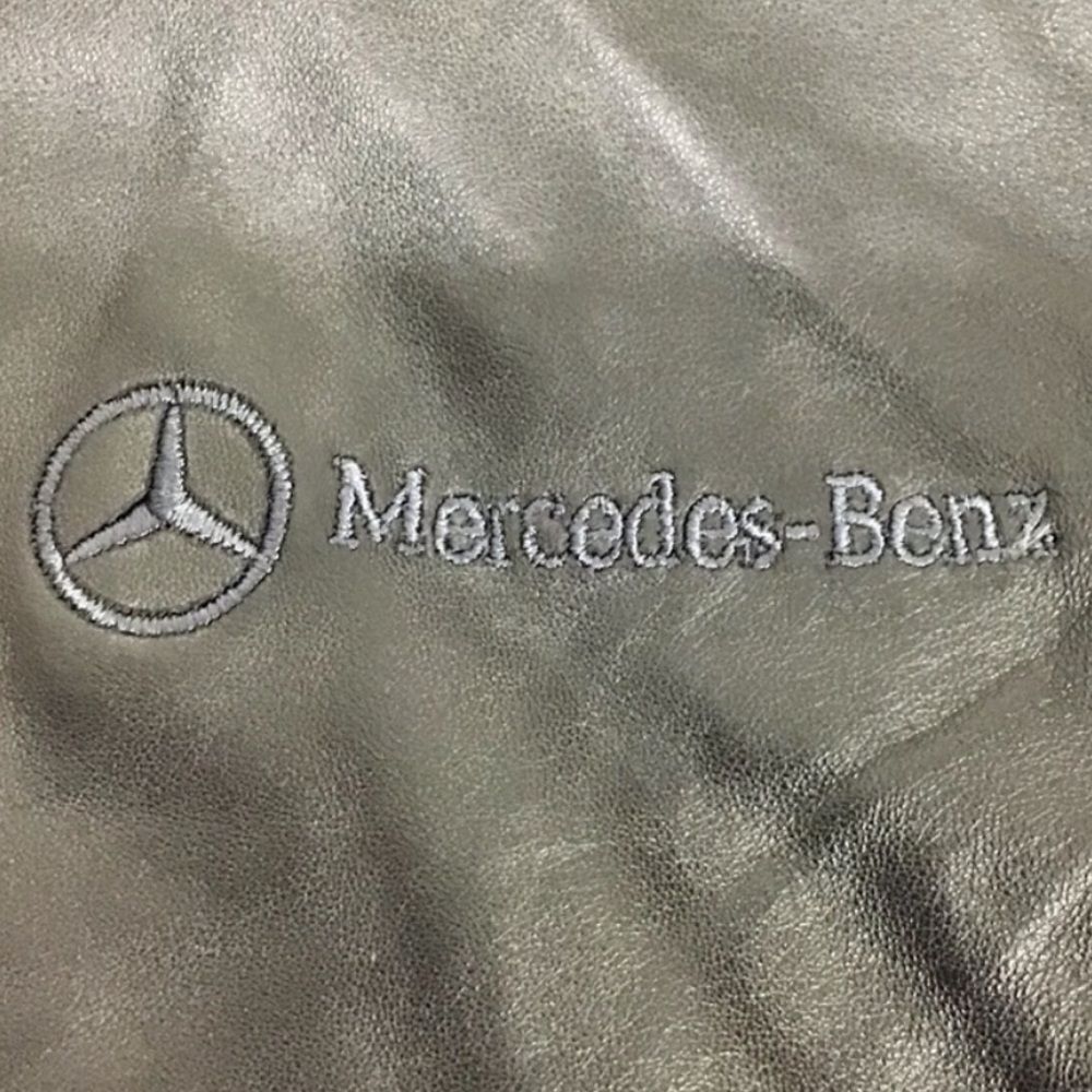 Black Leather Jacket Mercedes Logo New Size Small
